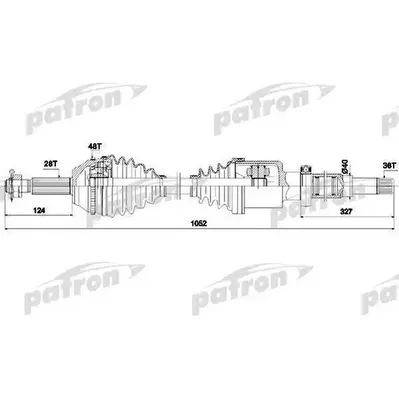 Полуось правая 28x1055x59x36 FORD TRANSIT C БОРТОВОЙ ПЛАТФ PATRON PDS0290