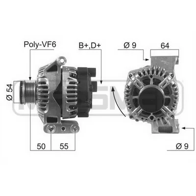 Генератор FIAT DOBLO, OPEL ASTRA H 1.3 diesel ERA 210451