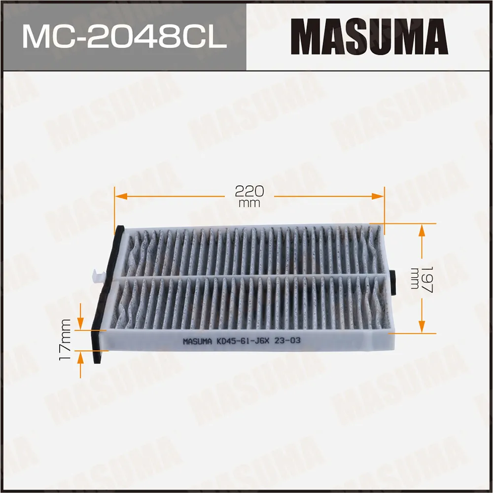 Салонный фильтр AC-407E MASUMA угольный (1/40) MASUMA MC2048CL
