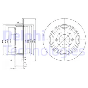 Диск тормозной задний PEUGEOT 406 1.8-3.0 99 PEUGEOT 406/306/607 DELPHI BG2873