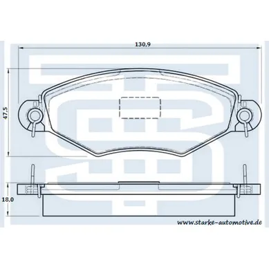Колодки тормозные перед. PEUGEOT 206 --03.2001 без датчика STARKE 174-561