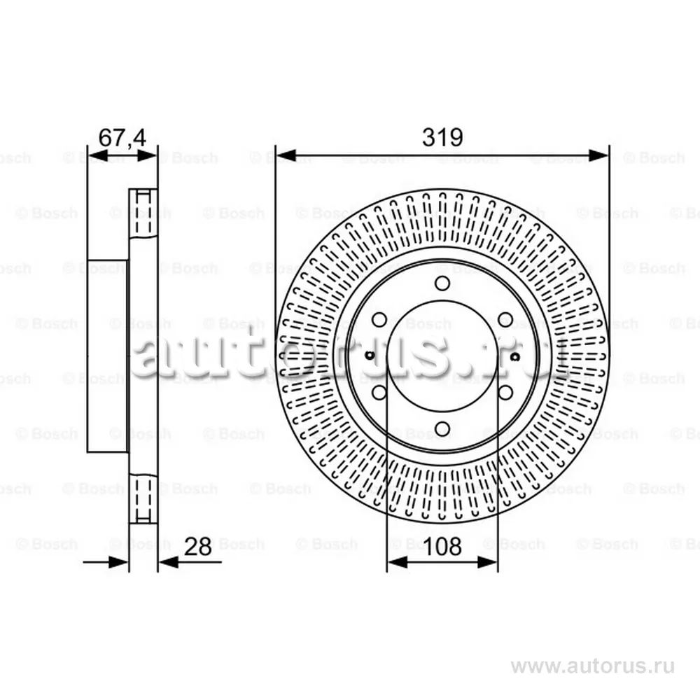 Диск тормозной передний TOYOTA HILUX BOSCH 0986479W47