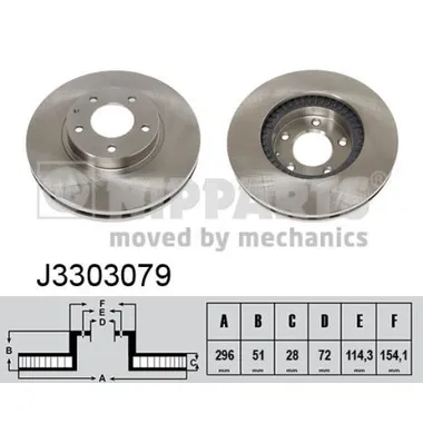 Диск тормозной MAZDA MPV 02- передний вент.D=296 мм. NIPPARTS J3303079