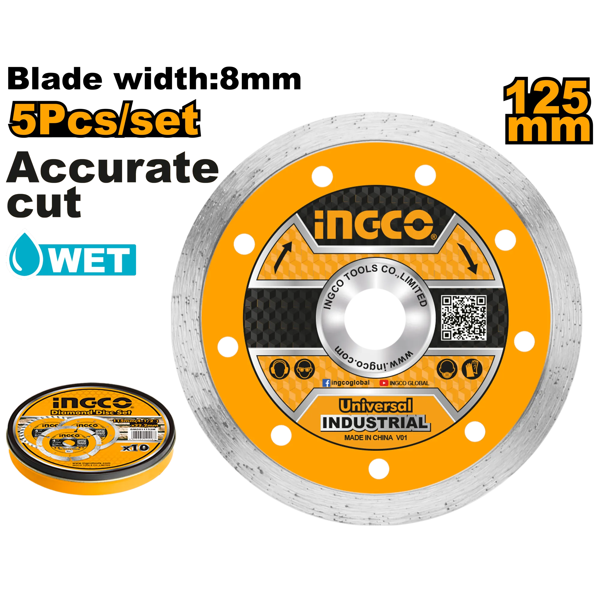 Диск алмазный сплошной 180 мм DMD021802M INGCO DMD021802M