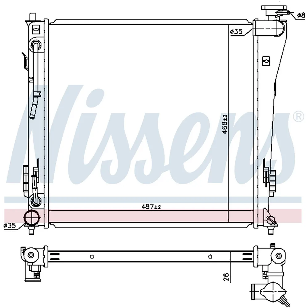 Радиатор hyundai i40 1.7d a/t 11- NISSENS 67552
