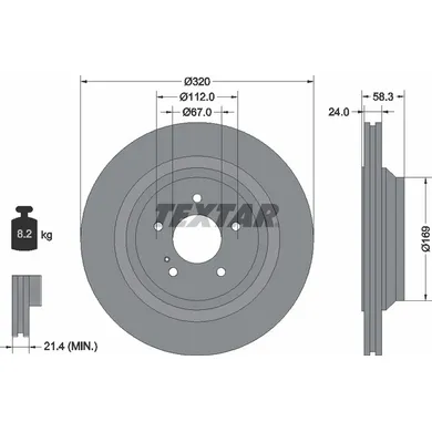 Диск тормозной задний MB W221/C216 /VENT D=320MM TEXTAR 92160705