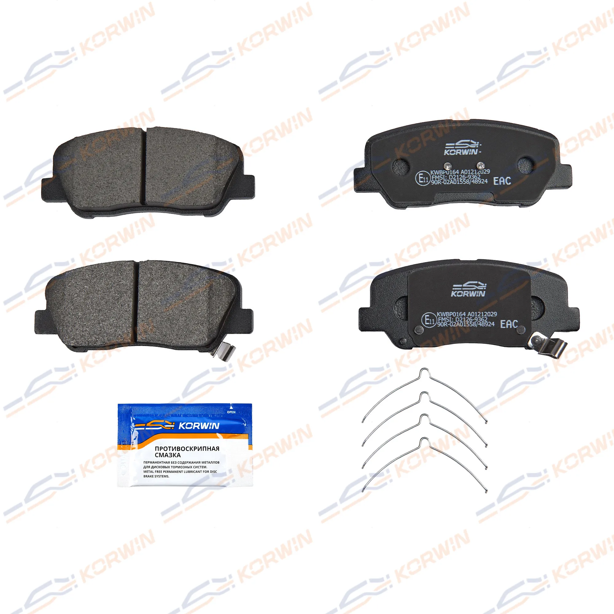 Колодки тормозные перед. Geely Atlas 16-/Hyundai Solaris 10-/Kia Rio 11- KORWIN KWBP0164