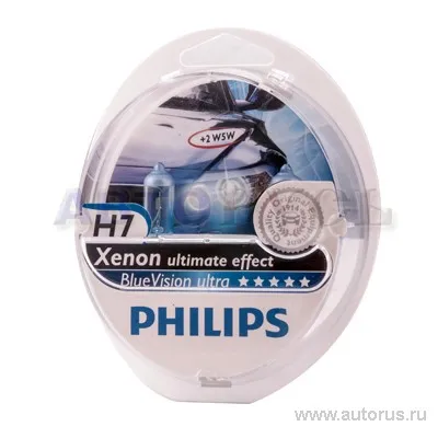 Лампа 12V H7 55W PHILIPS BlueVision Ultra 2 шт. DUOBOX 12972BVUSM