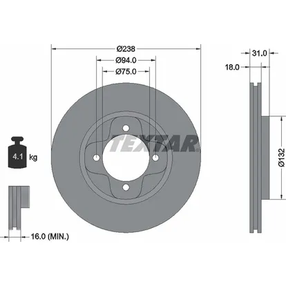 Диск тормозной передний стандартный FORD AUSTRALIA/MAZDA TEXTAR 92047000