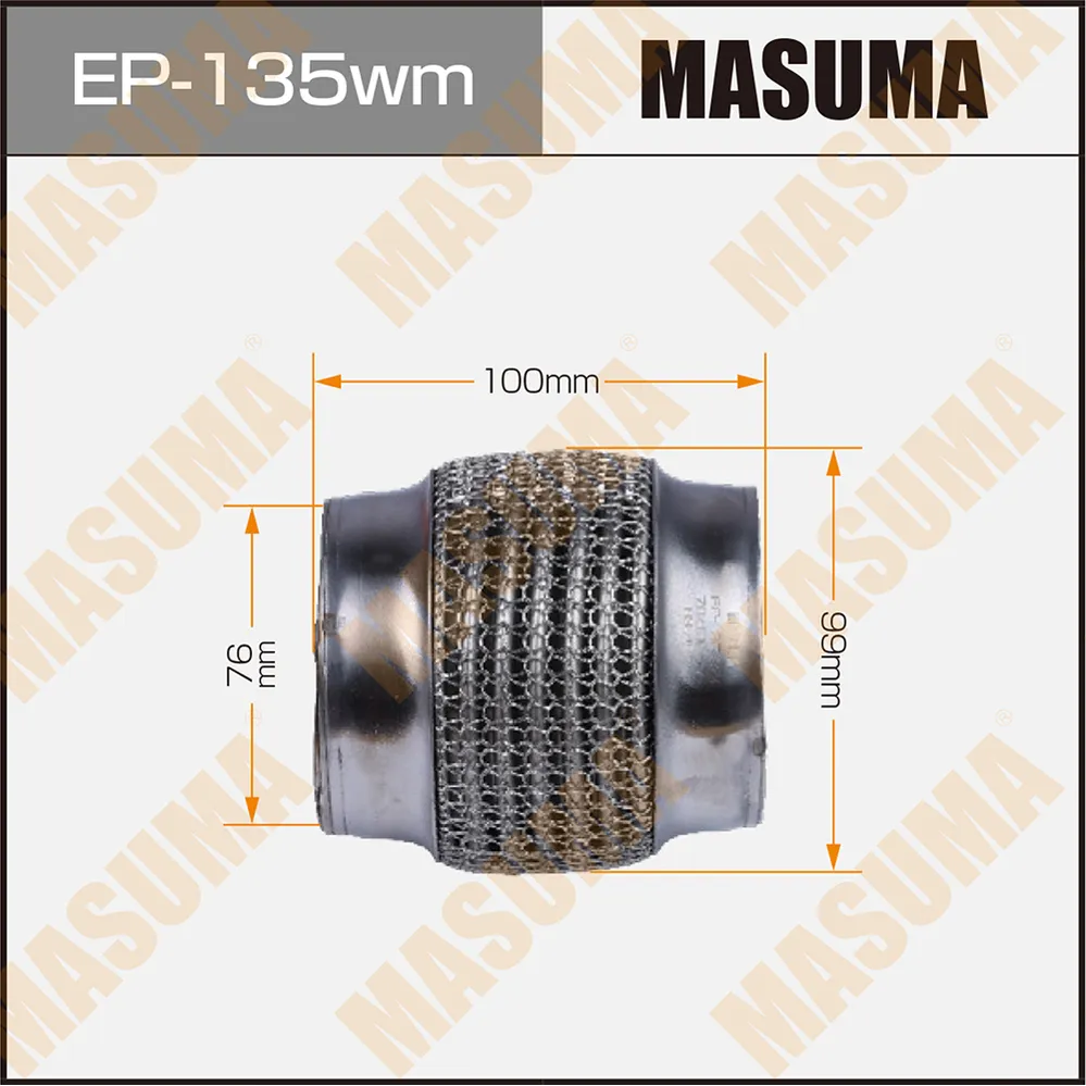 Гофра глушителя 3-х слойная 76х100 3-х слойная, wiremesh, interlock, 76х100 MASUMA EP-135wm