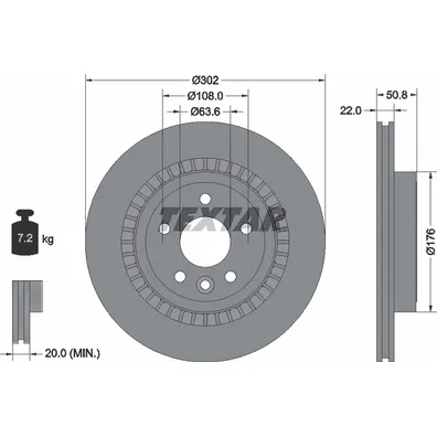 Диск тормозной задний с покрытием PRO VOLVO TEXTAR 92196403