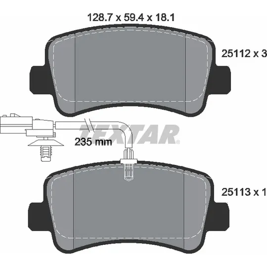 Колодки задние с противошумной пластиной Q+ NISSAN OPEL RENAULT VAUXHALL TEXTAR 2511201