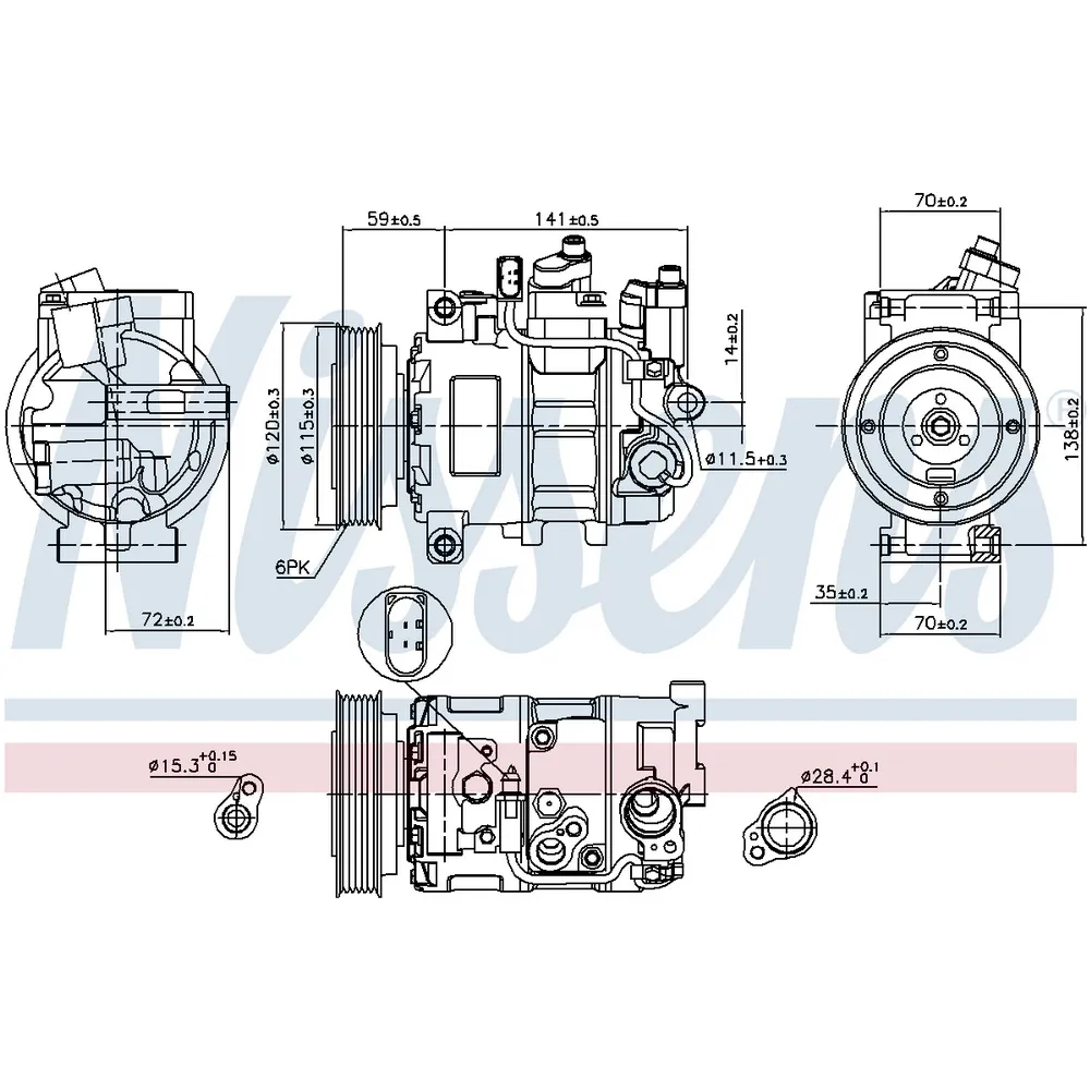 Компрессор кондиционера AUDI A6 3.0/3.2 FSI -08 NISSENS 89111
