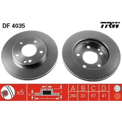Диск тормозной передний TRW DF4035