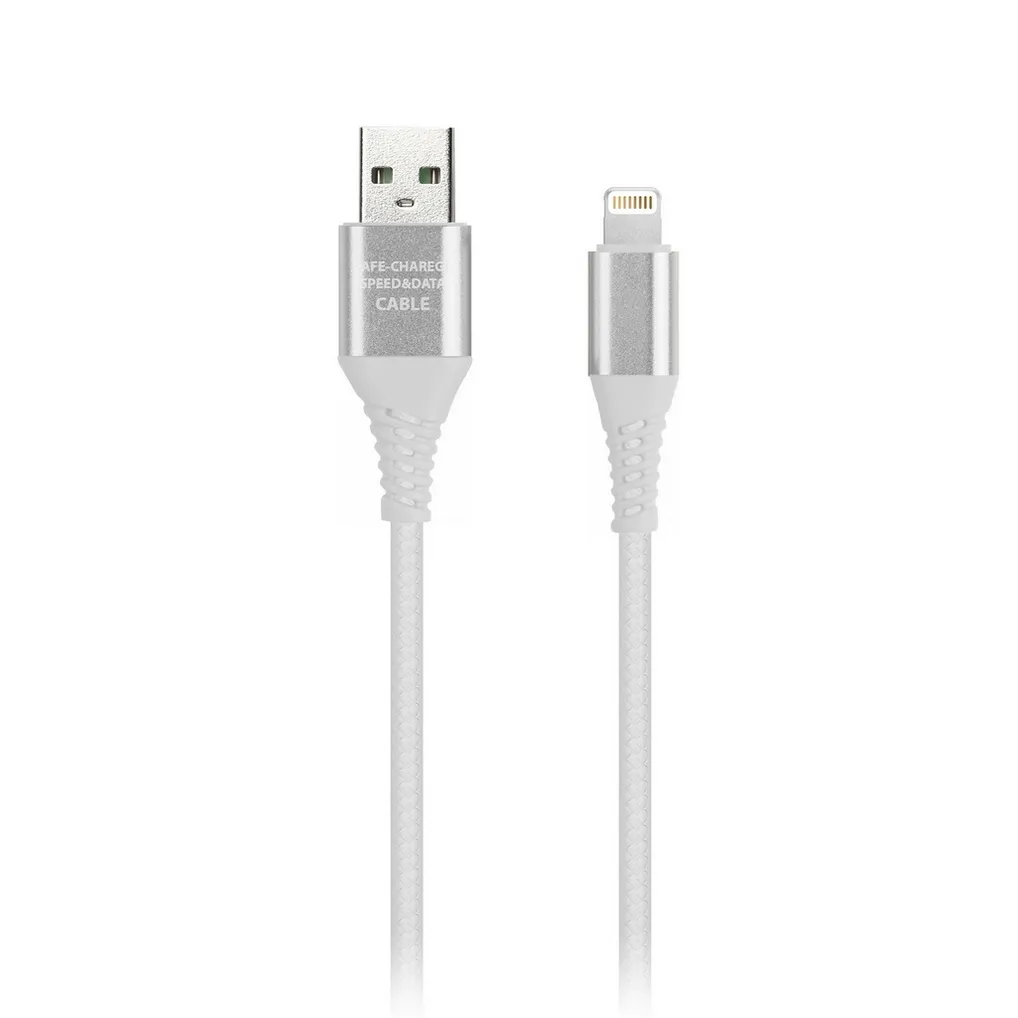 Дата-кабель 8PIN кабель в резин. оплетке GEAR, 1м. мет.након.,