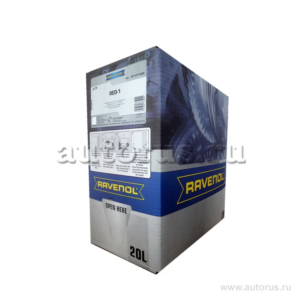 Трансмиссионное масло RAVENOL ATF RED-1 (20л) ecobox 1211117-B20 (4014835785922)