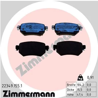Колодки тормозные MAZDA 6 13- задн. ZIMMERMANN 22349.155.1