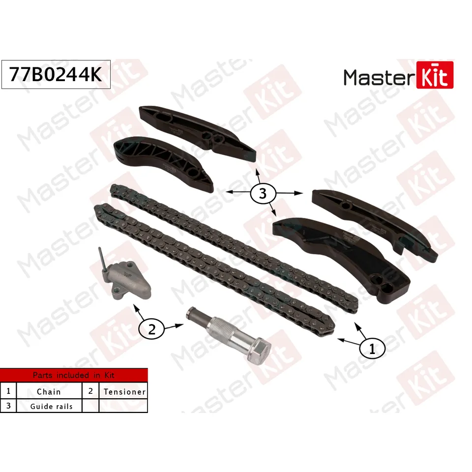 Комплект цепи ГРМ BMW F20/F22/F30/G20/F10/G30/F48/F39/F25/G01/F26/F15 2.0 B47D/B47C20A 14- MASTERKIT 77B0244K