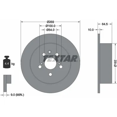Диск тормозной задний стандартный HOLDEN/LEXUS/TOYOTA TEXTAR 92070800