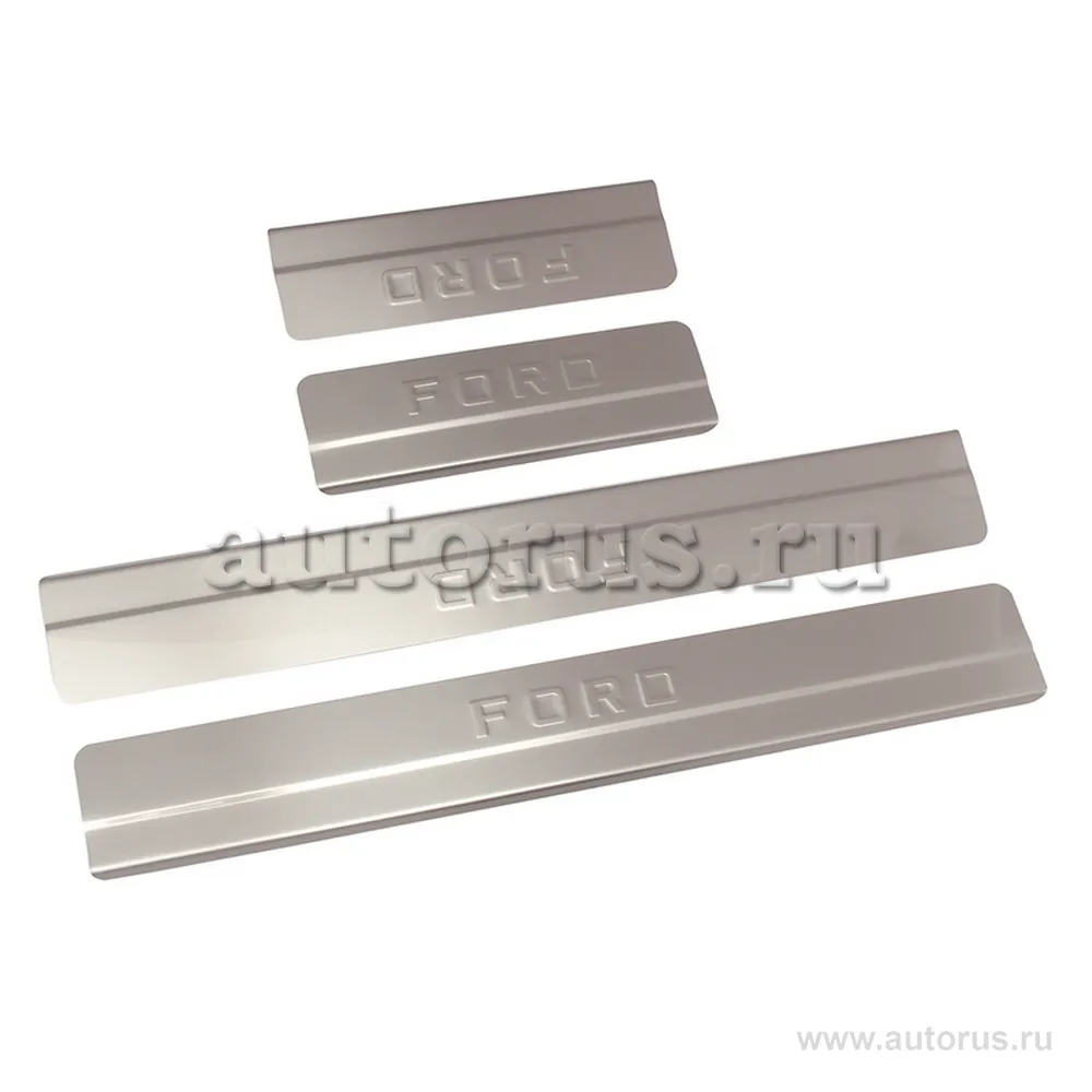 Накладки внутренних порогов FORD Focus II ступенчатые (нерж. сталь) (к-т 4 шт.) DOLLEX NSI-002