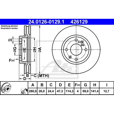 Диск тормозной передний HYUNDAI ATE 24012601291