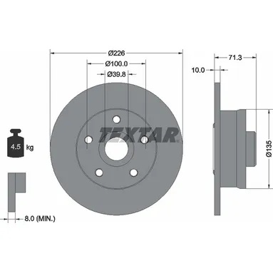Диск тормозной задний стандартный SEAT/VOLKSWAGEN TEXTAR 92153800