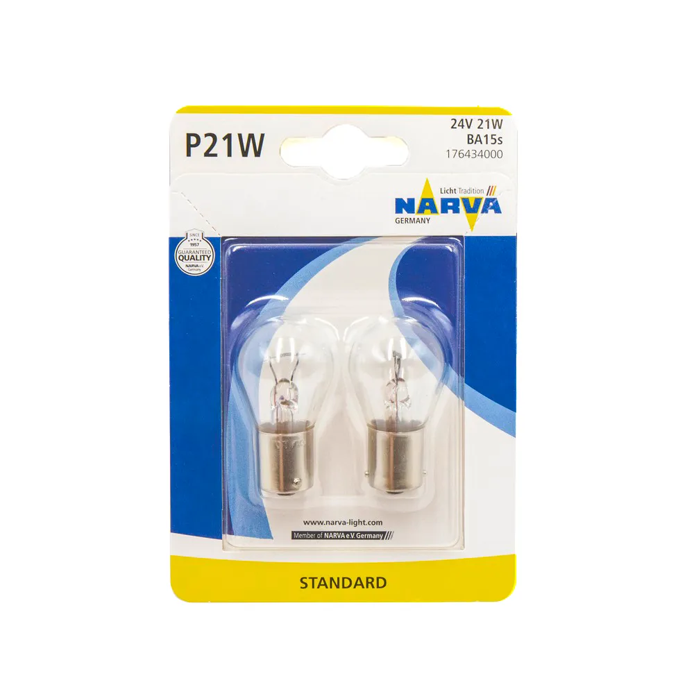 Лампа 24V P21W 21W NARVA Standard 2 шт. блистер 17643B2