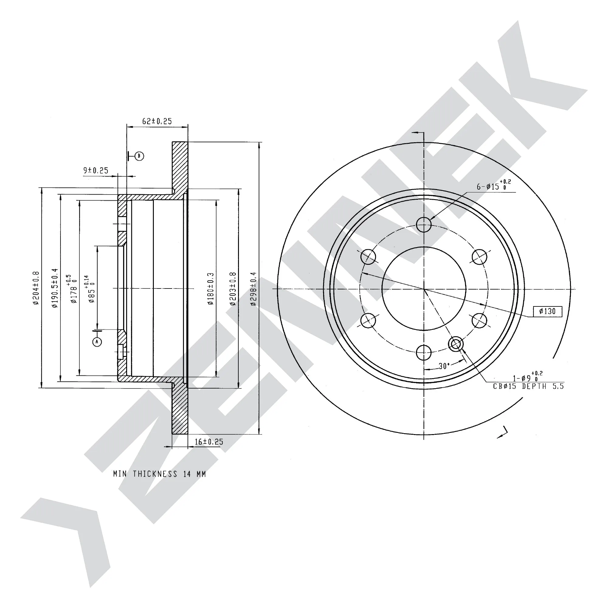 Диск тормозной задний MERCEDES SPRINTER 06-12, VW CRAFTER 06-16 (2 шт) ZENNEK DBD0109