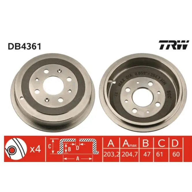 Барабан тормозной TRW DB4361