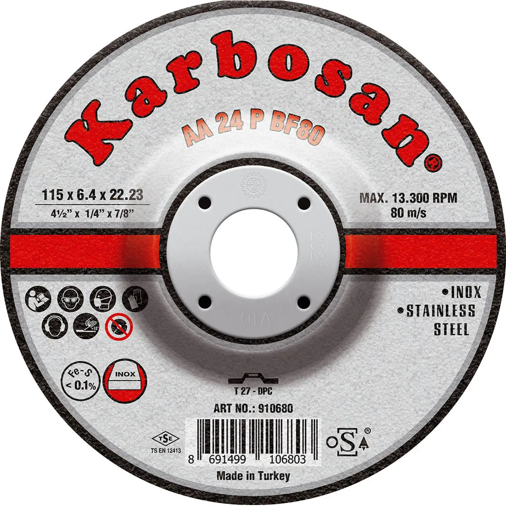 Диск шлифовальный по металлу Karbosan (115х6,4х22) Inox (Арт.910680) KARBOSAN KAR-910680
