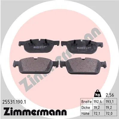 Колодки передние MB GL-X166 / GLE-W166/C292 / GLS-X166 / ML-W166 ZIMMERMANN 25531.190.1