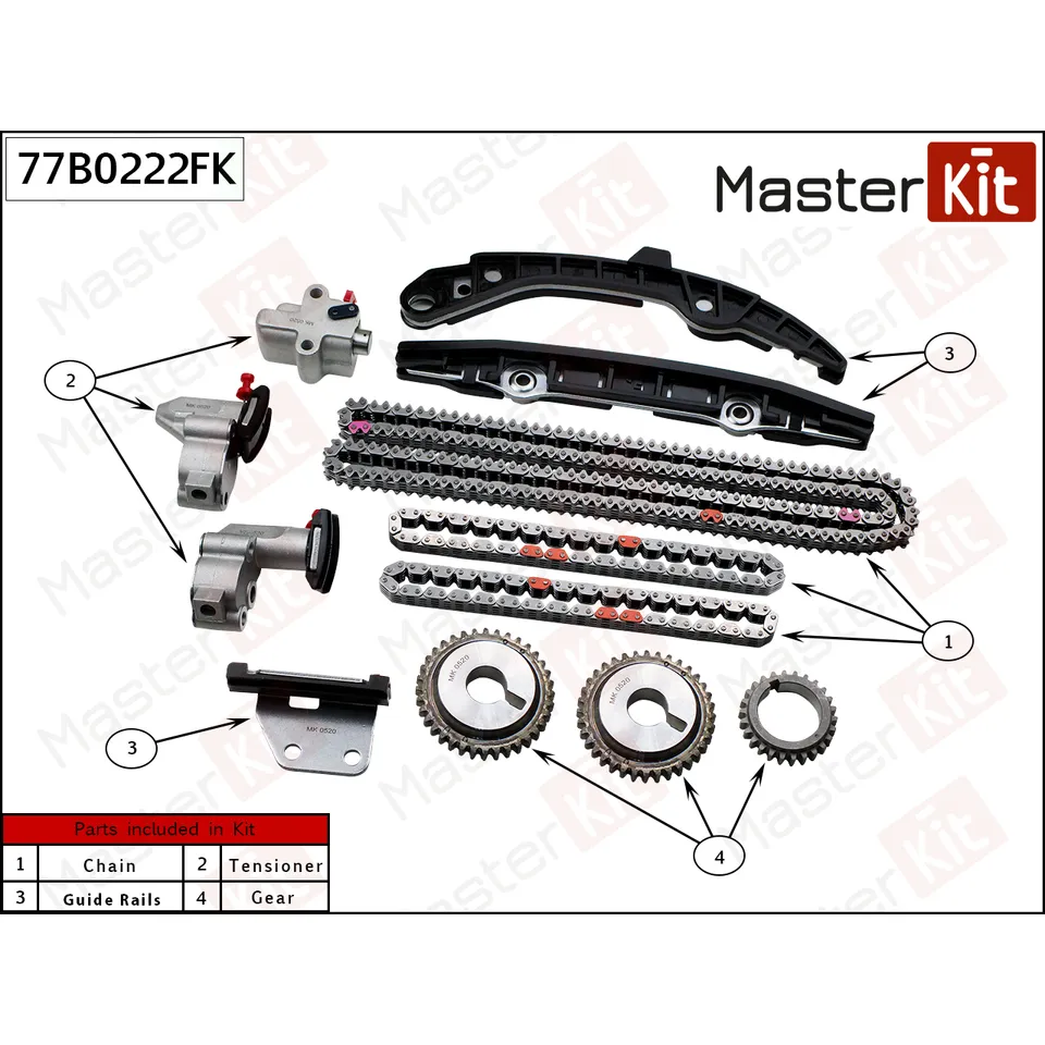 Комплект цепи ГРМ Nissan VQ37VHR MASTERKIT 77B0222FK
