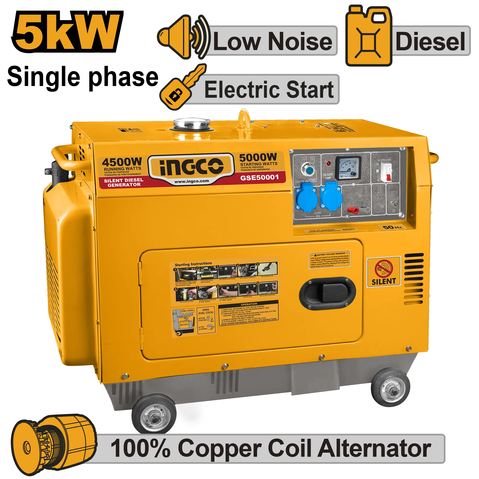 Дизельный генератор 5 кВт INGCO GSE50001