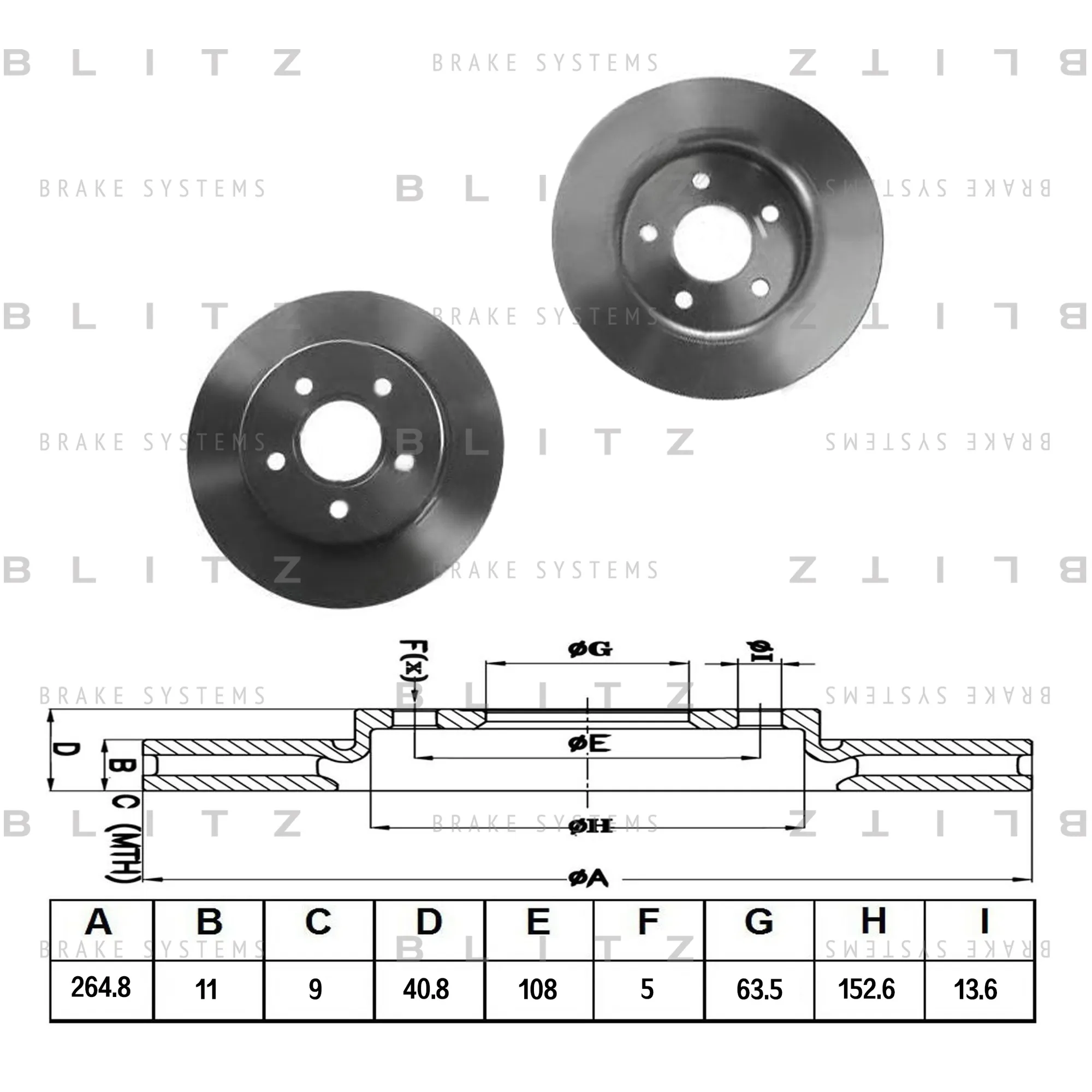 Диск тормозной задний FORD FOCUS/C-MAX 04-> BLITZ BS0201