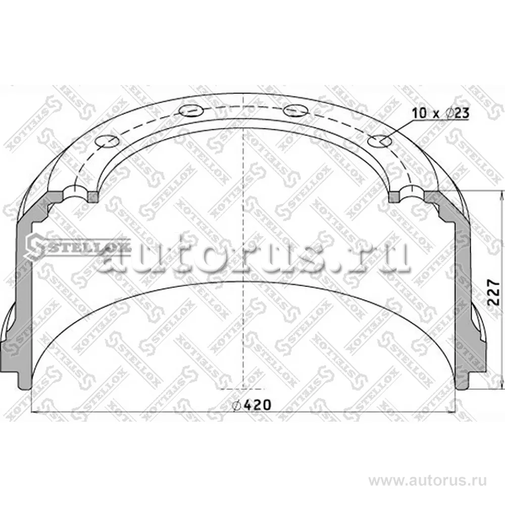 Торм.барабан 420x180/192 H 227 d 290/335 n10x23 SAF RS 9042/ТОНАР STELLOX 8500044_SX