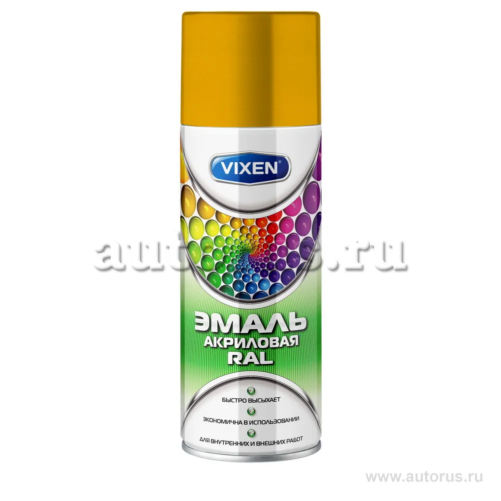 Эмаль акриловая RAL, цинковожелтый (RAL 1018), аэрозоль 520 мл VIXEN VX31018