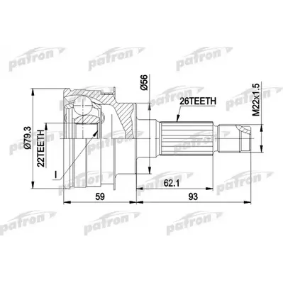 ШРУС наружн к-кт 26x56x22 MAZDA: 323 BG 1.6 / 1.6 16v / PATRON PCV1138
