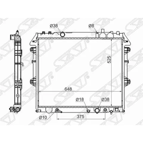 Радиатор TOYOTA HILUX/VIGO/FORTUNER 1KD/2KD 04- лев. руль SAT TY001430