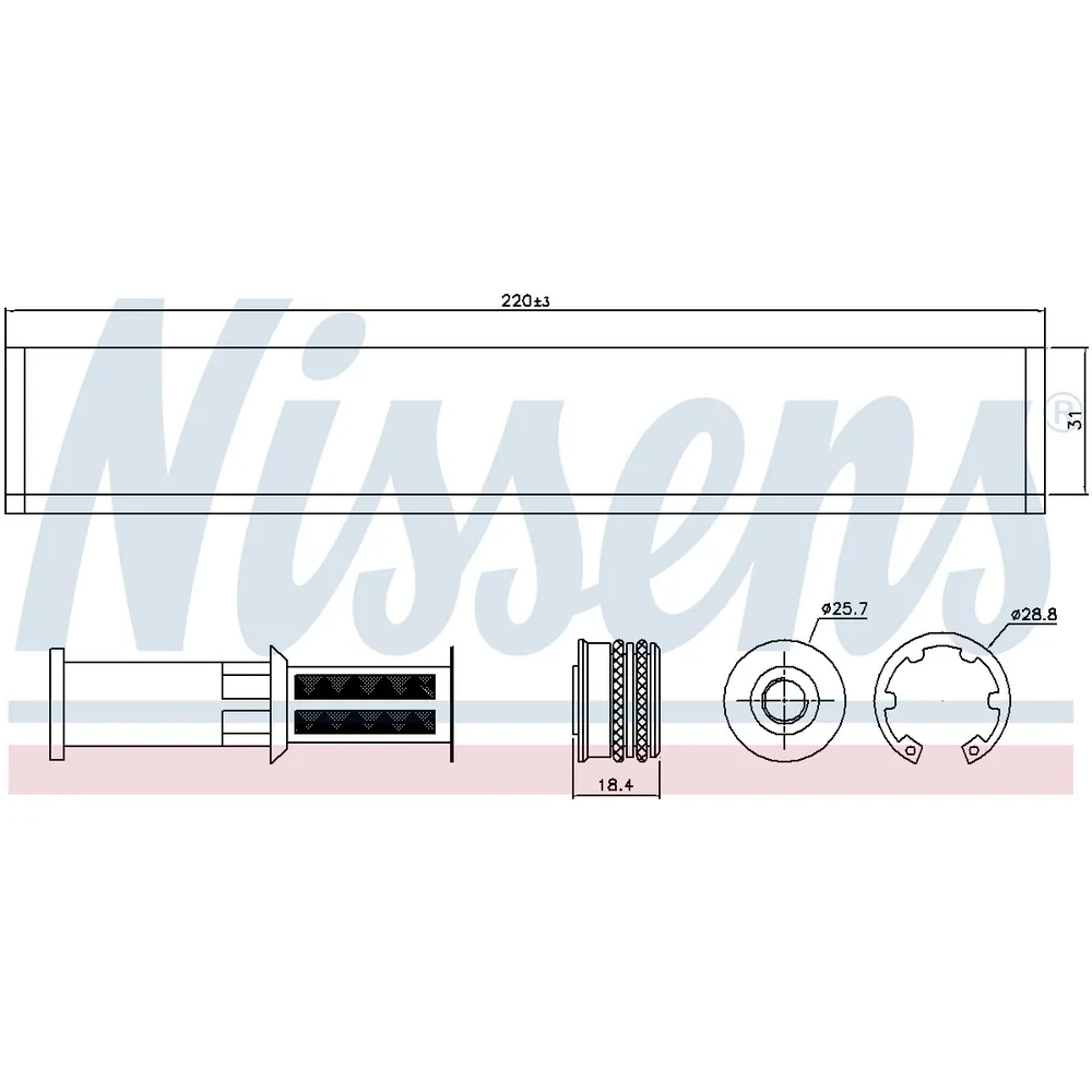 Осушитель кондиционера VAG A3/Octavia III/Golf VII/Passat B8/Tiguan II NISSENS 95598