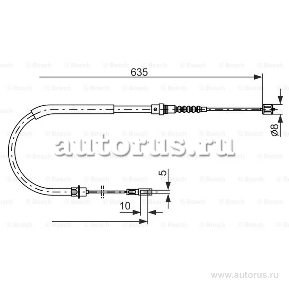 Трос ручного тормоза PEUGEOT 605 89-99, BOSCH 1987477567