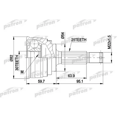 ШРУС наружн к-кт 25x54x30 MITSUBISHI: COLT 1.6/1.8 94-, PATRON pcv1329