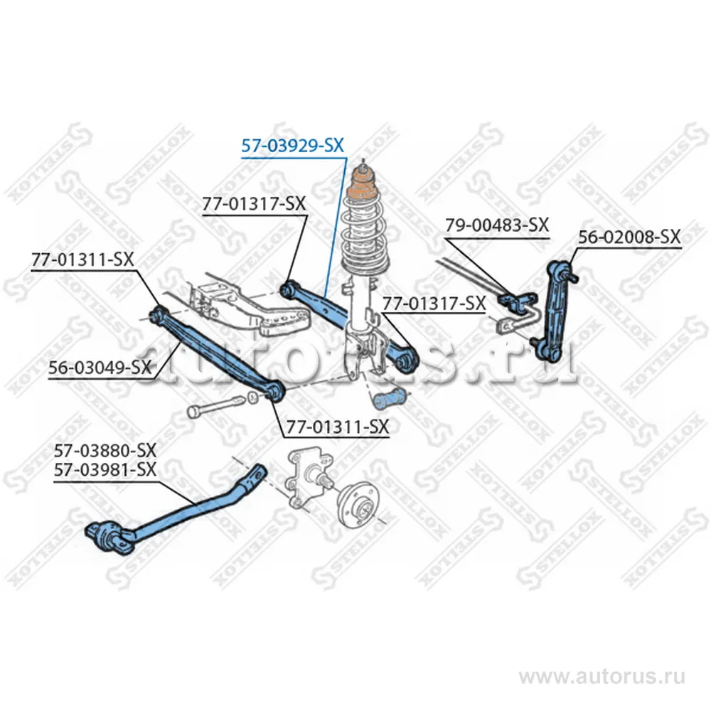 Рычаг задней подвески поперечный задний Alfa Romeo 147 01>/156 all STELLOX 57-03929-SX