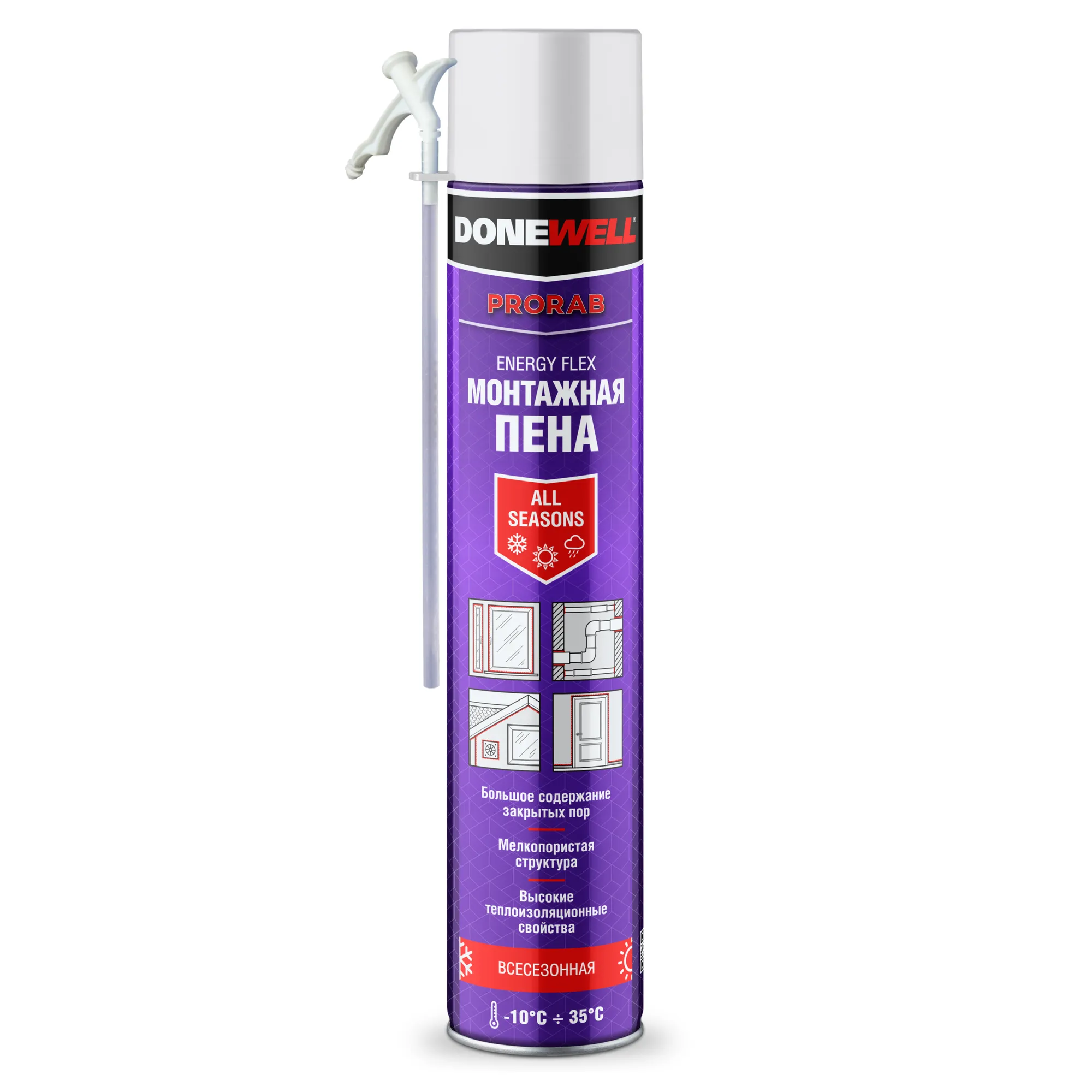 Пена монтажная бытовая всесезонная ENERGY FLEX 1000 мл DONEWELL DPH10UAS
