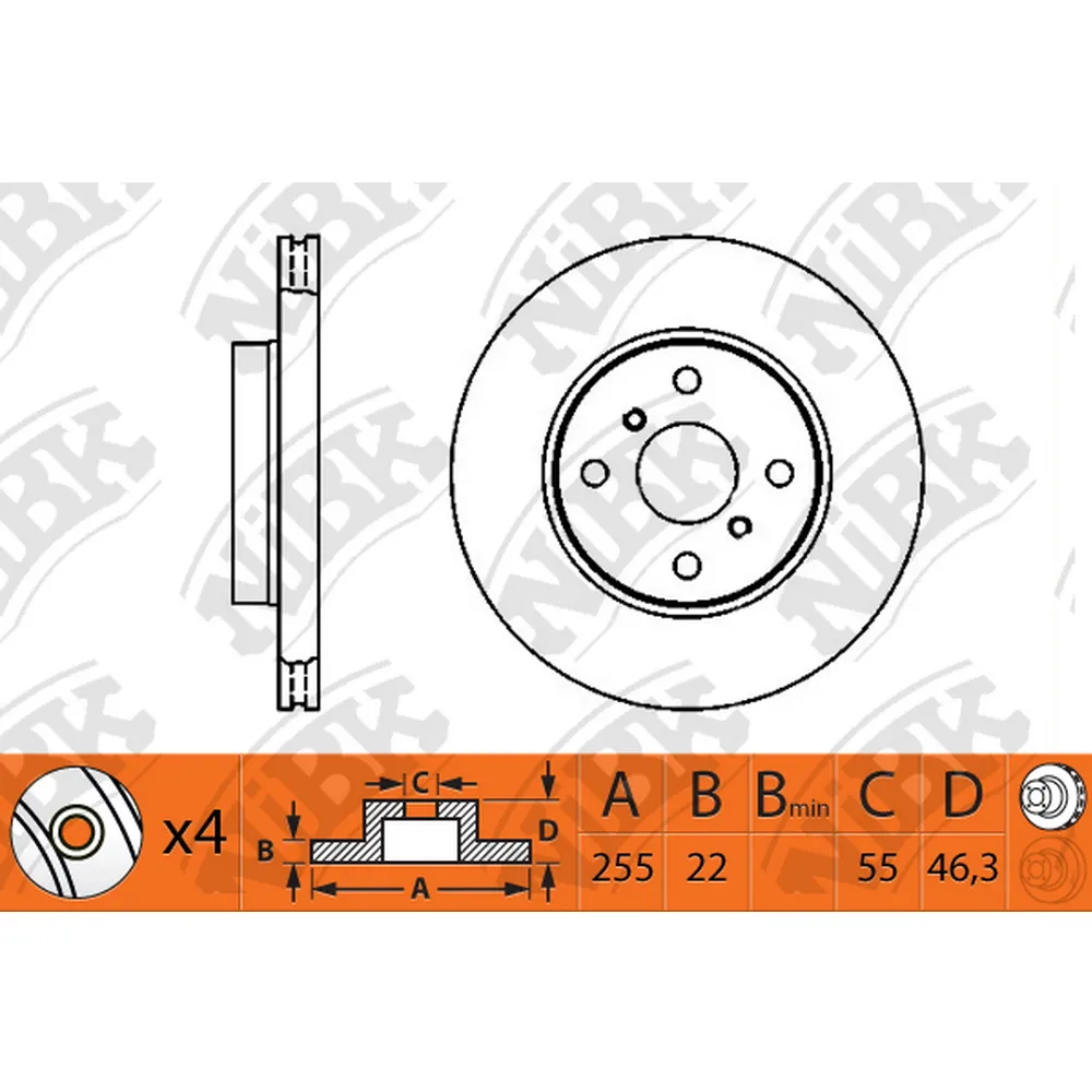 Диск тормозной TOYOTA NIBK RN1309