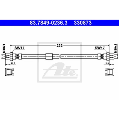 Шланг тормозной задний L,R ATE 83.7849-0236.3
