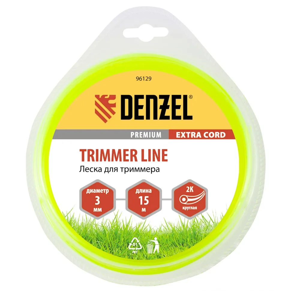 Леска для триммера, двухкомпонентная круглая 3,0 мм, 15 м Extra cord Denzel 96129