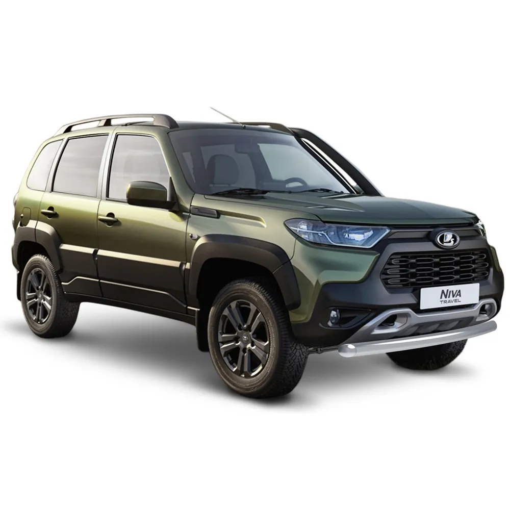 Защита переднего бампера d57 Rival для Lada Niva Travel 2021-н.в., нерж. сталь, RIVAL R.6008.001