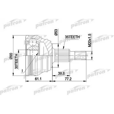 ШРУС наружн к-кт 36x53.2x30 SKODA: OCTAVIA PATRON PCV1189