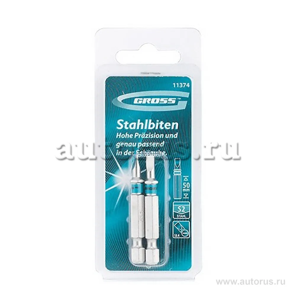 Набор бит SL4, 0x50, сталь S2, 2шт GROSS 11374