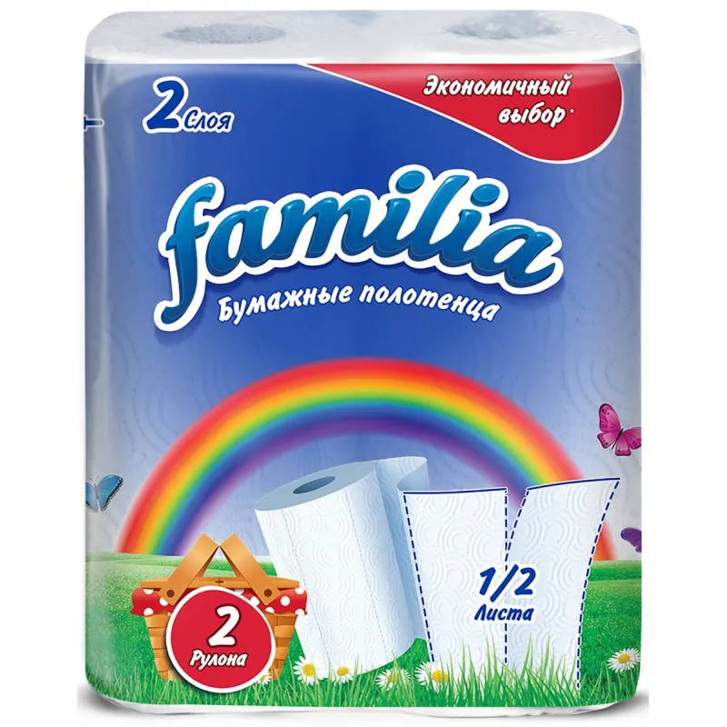 Полотенца бумажные FAMILIA Радуга 1/2 листа 2сл 2рул/уп 1612732